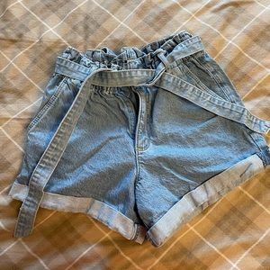 Light wash denim shorts